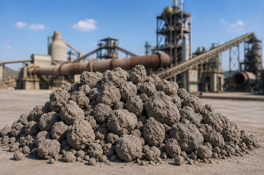 Cement clinker pile at industrial plant